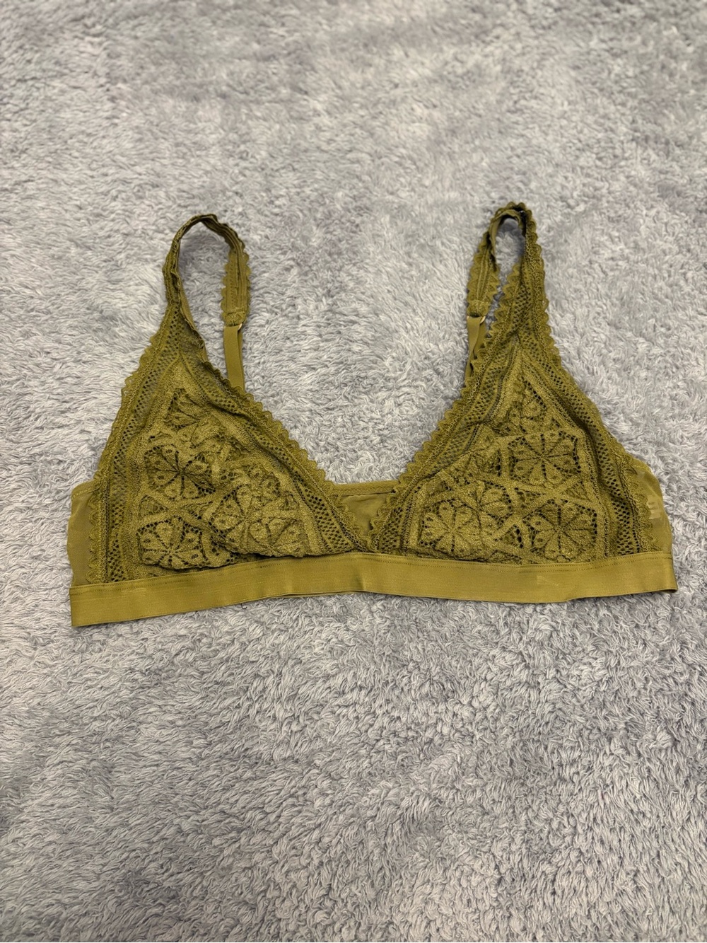 Aerie Olive Lace Triangle Bralette Size Large